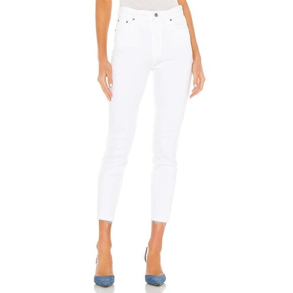 Grlfrnd The Kendall High Rise Skinny Size 25 Iceberg Rose White Raw Hem Jeans - Picture 1 of 11